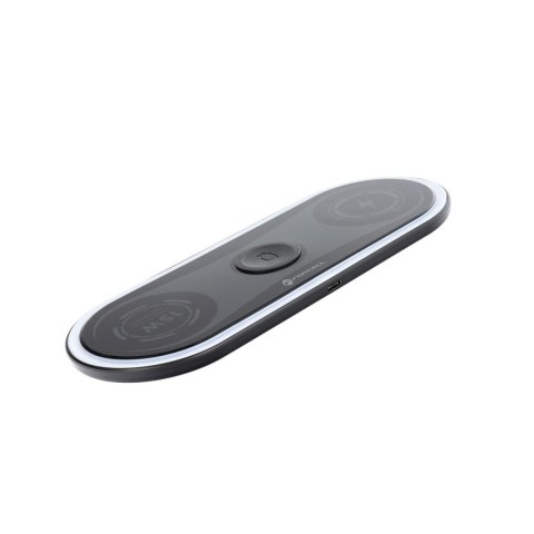 Ładowarka indukcyjna Forcell F-Energy Ellipse 3w1 Qi QC 15W kompatybilna z Apple + kabel USB C do USB A czarna
