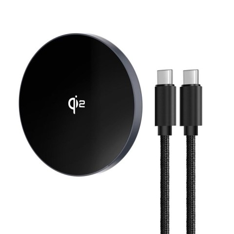 Ładowarka indukcyjna Forcell F-Energy Smart Charge USB C Qi2 15W zgodna z MagSafe z odpinanym kablem 1,5 m srebrna