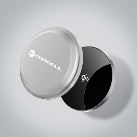 Ładowarka indukcyjna Forcell F-Energy Smart Charge USB C Qi2 15W zgodna z MagSafe z odpinanym kablem 1,5 m srebrna