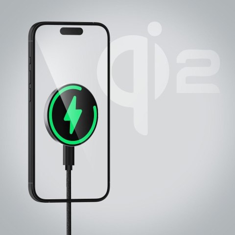 Ładowarka indukcyjna Forcell F-Energy Smart Charge USB C Qi2 15W zgodna z MagSafe z odpinanym kablem 1,5 m srebrna