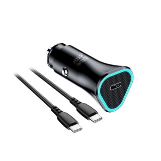 Ładowarka samochodowa Blue Star USB C QC3.0 PD AFC 3A 20W + kabel USB C do USB C czarna