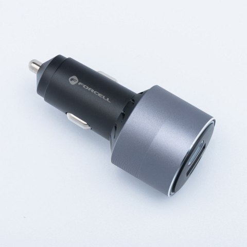 Ładowarka samochodowa Forcell F-Energy Alu 2 x USB C + USB A QC4.0 PD SFC2.0 3A 85W szara