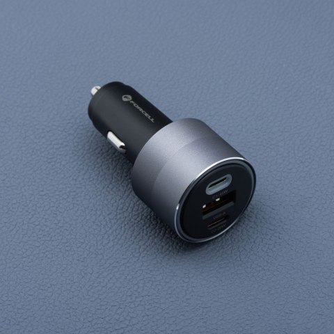 Ładowarka samochodowa Forcell F-Energy Alu 2 x USB C + USB A QC4.0 PD SFC2.0 4,5A 65W szara