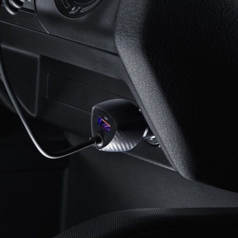 Ładowarka samochodowa Forcell F-Energy Carbon USB A QC3.0 PD 3A 38W z kablem USB C CC50-1AC czarna