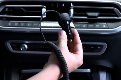 Ładowarka samochodowa Forcell F-Energy Carbon USB A QC3.0 PD 3A 38W z kablem USB C CC50-1AC czarna