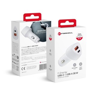 Ładowarka samochodowa Forcell F-Energy Carbon USB C + USB A QC3.0 PD 3A 38W CC50-1A1C biała