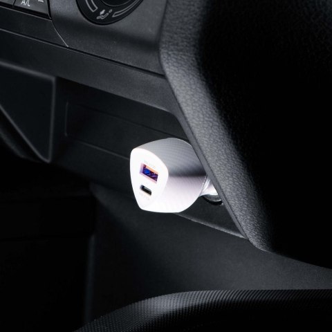 Ładowarka samochodowa Forcell F-Energy Carbon USB C + USB A QC3.0 PD 3A 38W CC50-1A1C biała