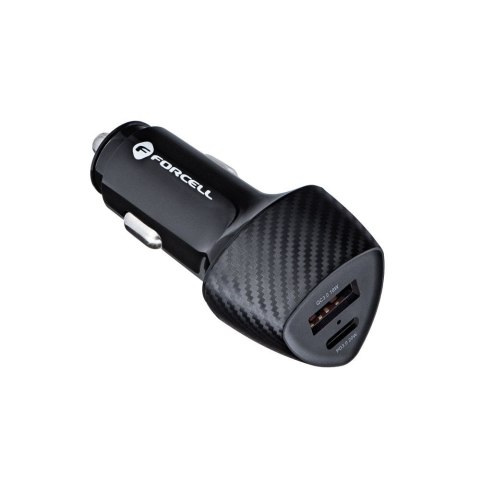Ładowarka samochodowa Forcell F-Energy Carbon USB C + USB A QC3.0 PD 3A 38W CC50-1A1C czarna