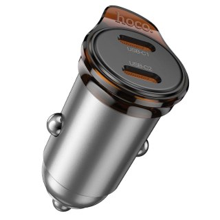 Ładowarka samochodowa Hoco 2 x USB C QC PD 45W NZ16B szara