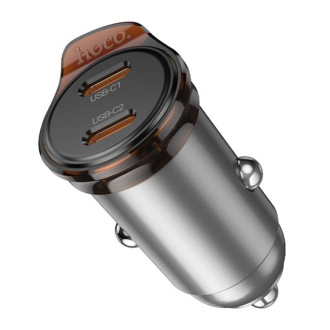 Ładowarka samochodowa Hoco 2 x USB C QC PD 45W NZ16B szara