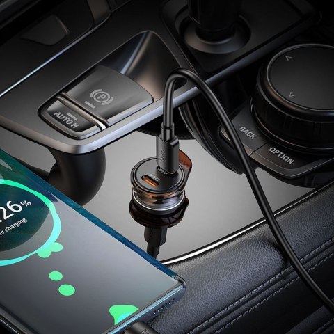 Ładowarka samochodowa Hoco 2 x USB C QC PD 45W NZ16B szara