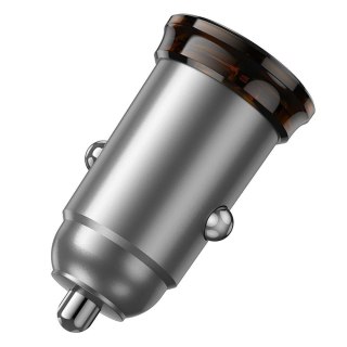 Ładowarka samochodowa Hoco USB A + USB C QC3.0 PD 3A 43W + kabel USB C do Lightning NZ16A szara