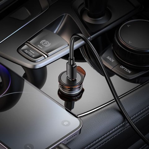 Ładowarka samochodowa Hoco USB C QC PD 30W + kabel USB C do Lightning NZ16 szara