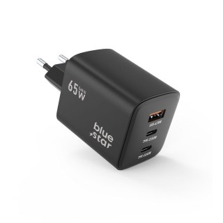 Ładowarka sieciowa do telefonu Blue Star GaN 2 x USB C + USB A QC4.0 PD 4A 65W VT-43 czarna