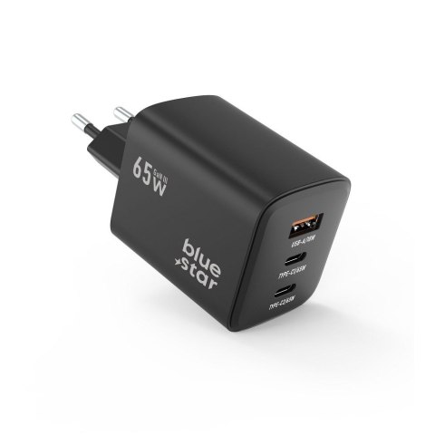 Ładowarka sieciowa do telefonu Blue Star GaN 2 x USB C + USB A QC4.0 PD 4A 65W VT-43 czarna