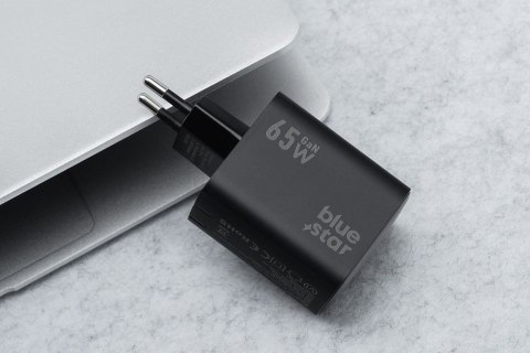 Ładowarka sieciowa do telefonu Blue Star GaN 2 x USB C + USB A QC4.0 PD 4A 65W VT-43 czarna