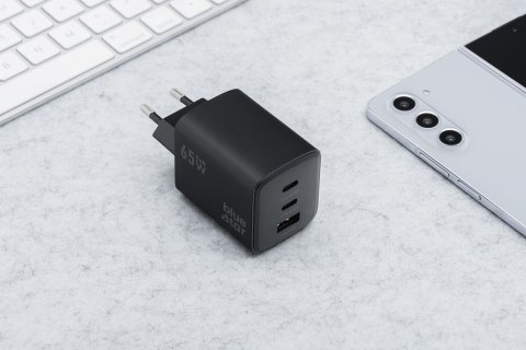 Ładowarka sieciowa do telefonu Blue Star GaN 2 x USB C + USB A QC4.0 PD 4A 65W VT-43 czarna