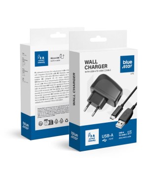 Ładowarka sieciowa do telefonu Blue Star Lite USB A 2A 10W + kabel USB A do USB C TFK-TC-1095B czarna