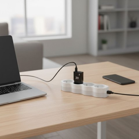 Ładowarka sieciowa do telefonu Blue Star Slim GaN 2 x USB C QC4.0 PD 3A 30W TFK-SC-30WCC czarna