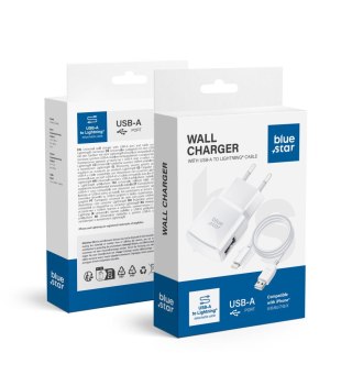 Ładowarka sieciowa do telefonu Blue Star USB A 1A 5W + kabel USB A do Lightning TFK-TC-1100B biała