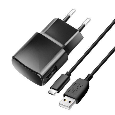 Ładowarka sieciowa do telefonu Blue Star USB A 2A 10W + kabel USB A do USB C TFK-TC-1100B czarna