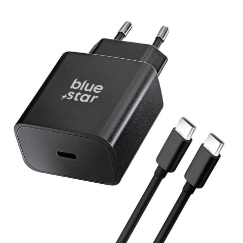 Ładowarka sieciowa do telefonu Blue Star USB C QC4.0 PD 3A 25W + kabel USB C do USB C TFB-TC-25WPD czarna