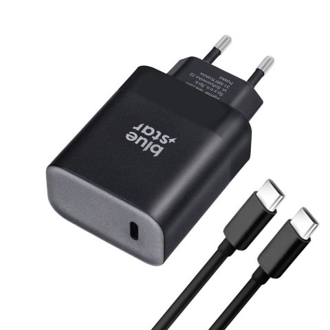 Ładowarka sieciowa do telefonu Blue Star USB C QC4.0 PD 3A 45W + kabel USB C do USB C TFB-TC-45WPD czarna