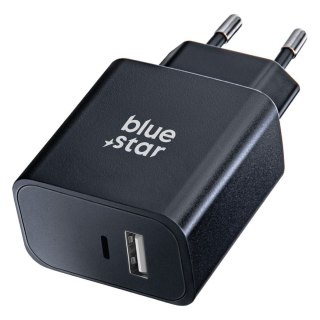 Ładowarka sieciowa do telefonu Blue Star USB C + USB A QC4.0 PD 3A 25W TFB-TC-25WPD czarna