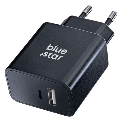 Ładowarka sieciowa do telefonu Blue Star USB C + USB A QC4.0 PD 3A 25W TFB-TC-25WPD czarna