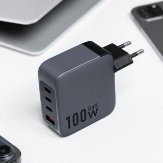 Ładowarka sieciowa do telefonu Forcell F-Energy GaN 3 x USB C + USB A QC4.0 PD 5A 100W VT-46 szara