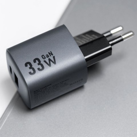 Ładowarka sieciowa do telefonu Forcell F-Energy GaN USB C + USB A QC4.0 PD 3A 33W VT-31 szara