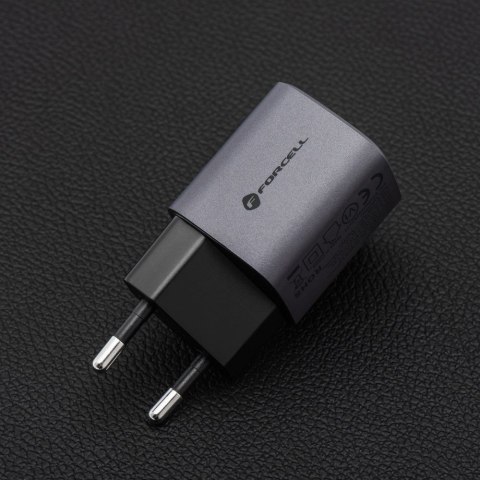 Ładowarka sieciowa do telefonu Forcell F-Energy GaN USB C + USB A QC4.0 PD 3A 33W VT-31 szara