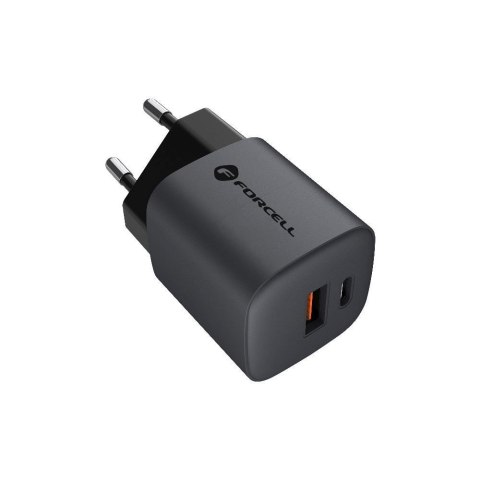 Ładowarka sieciowa do telefonu Forcell F-Energy GaN USB C + USB A QC4.0 PD 3A 33W VT-31 szara
