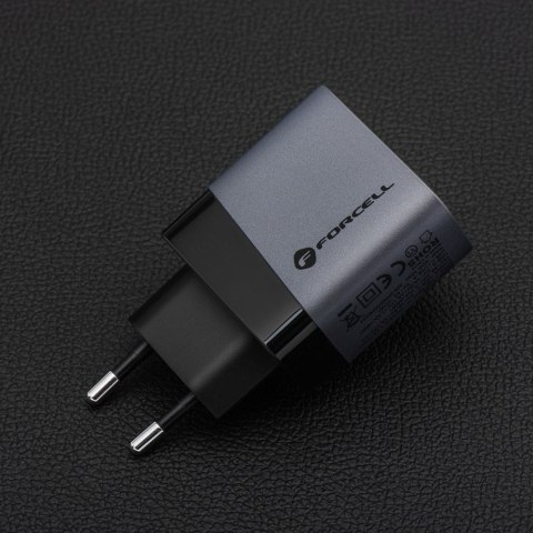Ładowarka sieciowa do telefonu Forcell F-Energy GaN USB C + USB A QC4.0 PD 4A 45W VT-39 szara