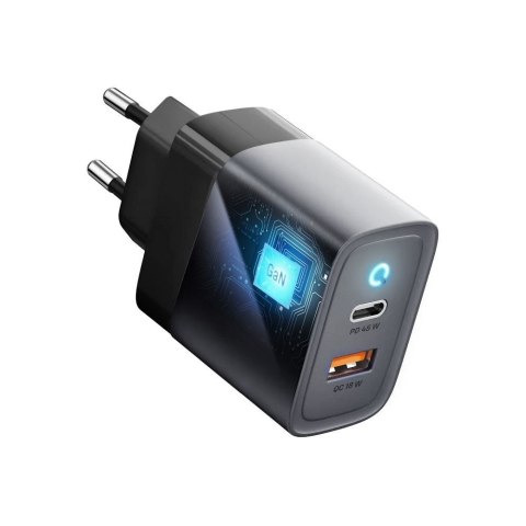 Ładowarka sieciowa do telefonu Forcell F-Energy GaN USB C + USB A QC4.0 PD 4A 45W VT-39 szara