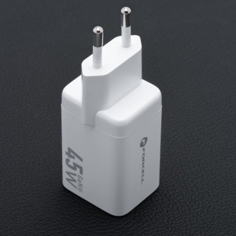 Ładowarka sieciowa do telefonu Forcell F-Energy Mini GaN III 2 x USB C PD QC4.0 45W VT-36B biała