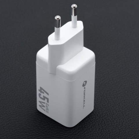 Ładowarka sieciowa do telefonu Forcell F-Energy Mini GaN III USB C + USB A PD QC4.0 45W VT-36 biała
