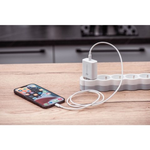 Ładowarka sieciowa do telefonu Forcell F-Energy USB C QC4.0 PD 3A 20W + kabel USB C do Lightning TFK-TC-20WPD biała