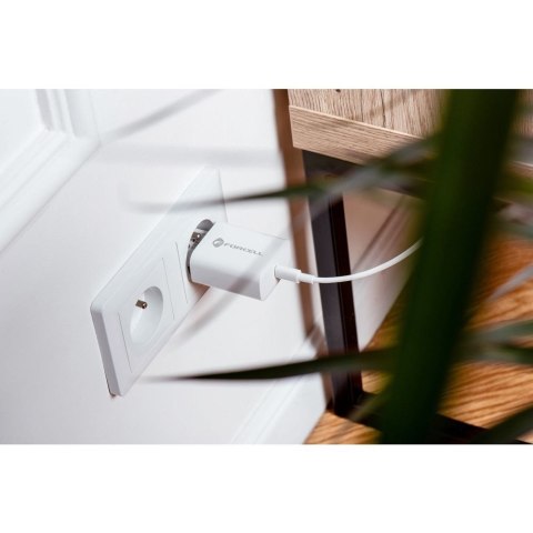 Ładowarka sieciowa do telefonu Forcell F-Energy USB C QC4.0 PD 3A 20W + kabel USB C do Lightning TFK-TC-20WPD biała