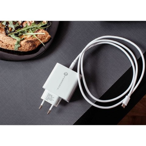 Ładowarka sieciowa do telefonu Forcell F-Energy USB C QC4.0 PD 3A 45W TFK-TC-45WPD biała