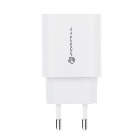 Ładowarka sieciowa do telefonu Forcell F-Energy USB C + USB A QC4.0 PD 3A 30W TFK-TC-30WPD biała