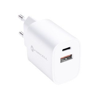 Ładowarka sieciowa do telefonu Forcell F-Energy USB C + USB A QC4.0 PD 3A 35W TFK-TC-35WPD biała