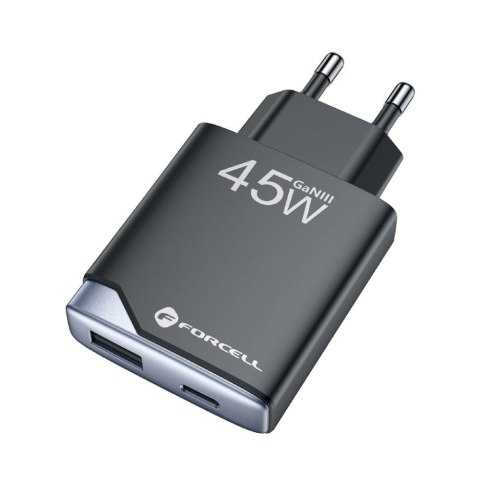 Ładowarka sieciowa do telefonu Forcell F-Energy Ultra Slim GaN III USB C + USB A PD QC4.0 3A 45W B245202(1A1C) czarna