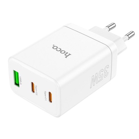 Ładowarka sieciowa do telefonu Hoco 2 x USB C + USB A QC3.0 PD 3A 35W N33 biała