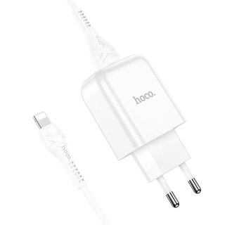 Ładowarka sieciowa do telefonu Hoco USB A 2A 10W + kabel USB A do Lightning N2 biała