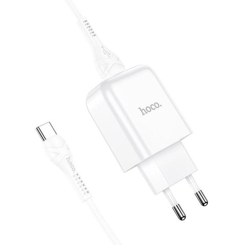 Ładowarka sieciowa do telefonu Hoco USB A 2A 10W + kabel USB A do USB C N2 biała