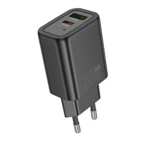 Ładowarka sieciowa do telefonu Hoco USB A + USB C QC3.0 PD 3A 30W N63 czarna