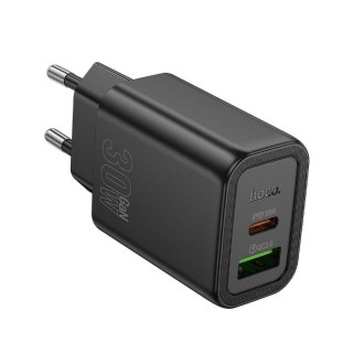 Ładowarka sieciowa do telefonu Hoco USB A + USB C QC3.0 PD 3A 30W N63 czarna