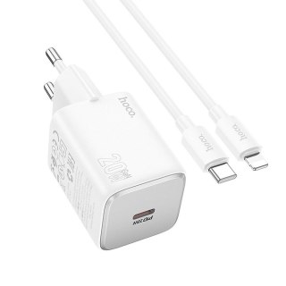 Ładowarka sieciowa do telefonu Hoco USB C QC PD 20W + kabel USB C do Lightning N40 biała