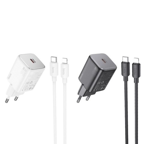 Ładowarka sieciowa do telefonu Hoco USB C QC PD 20W + kabel USB C do Lightning N40 biała